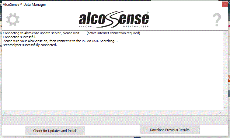 AlcoSense Data Manager Main Page